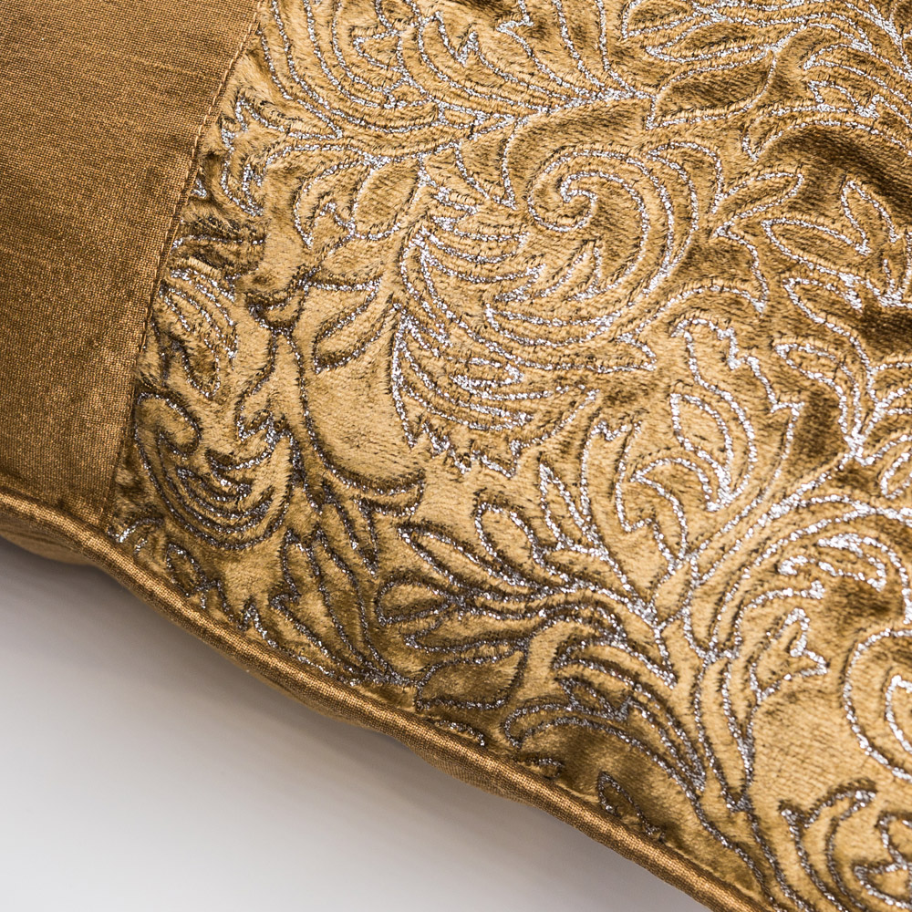 Pillow cover with double fabric, suede texture & velvet with gold engraved  flowers – Art Gallery Center
